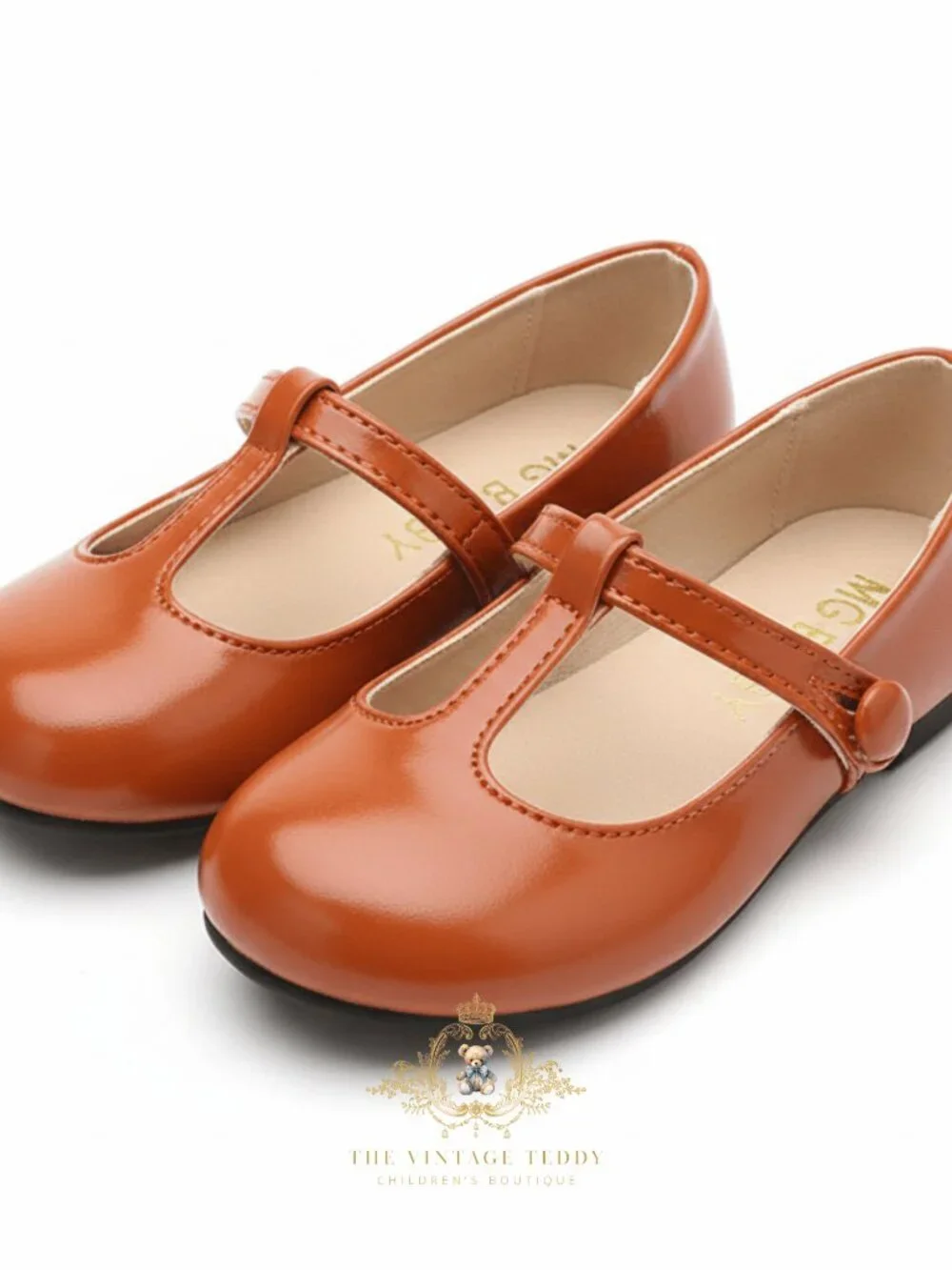 NWT Pretty Girls Mary Jane Flats Vintage Style Cute Children's Shoes Orange 12.5